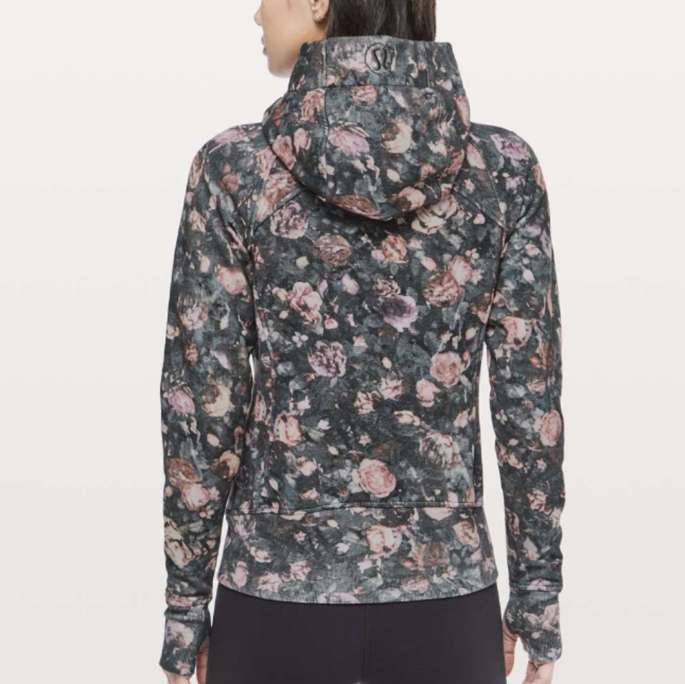 Lululemon Scuba Hoodie Light Cotton Fleece Frosted Rose Multi Size 6 Floral EUC